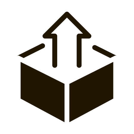 Box Container With Arrow Agile Element glyph icon . Agile Rocket And Document, Gear And Package, Loud-speaker And Stop Watch Pictogram. Monochrome Illustrationのイラスト素材