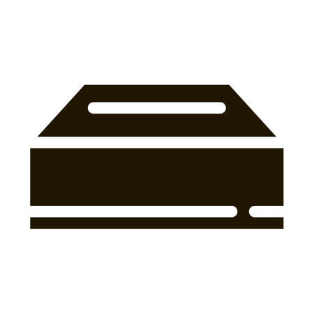Delivery Container Packaging Element glyph icon . Carton Open And Closed Packaging Pictogram. Parcel, Box Shipping Equipment Monochrome Illustrationのイラスト素材