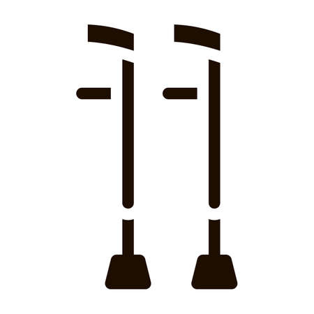 Orthopedic Crutch Medical Equipment glyph icon . Orthopedic And Trauma Rehabilitation, Belt And Walkers Pictogram. Medical Rehab Goods Monochrome Illustrationのイラスト素材