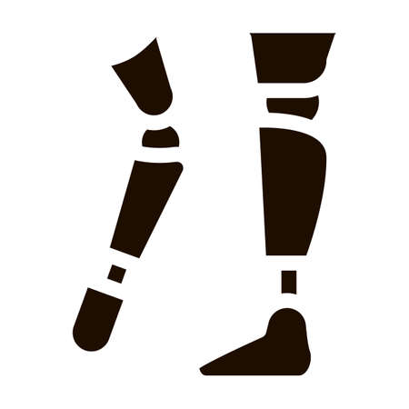Prosthetics Of Arms And Leg Orthopedic glyph icon . Orthopedic And Trauma Rehabilitation, Belt And Walkers Pictogram. Medical Rehab Goods Monochrome Illustrationのイラスト素材