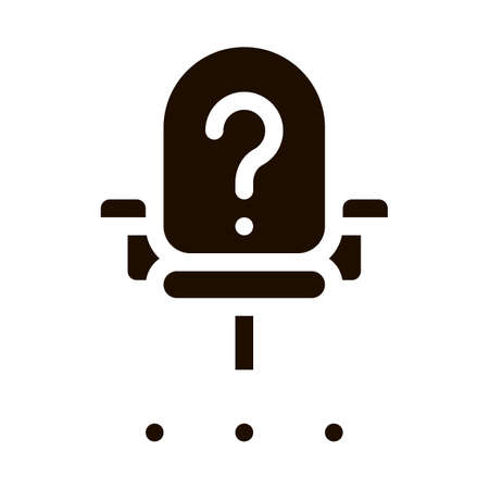 Office Chair And Question Mark Job Hunting glyph icon . Hunting Business People And Recruitment Candidate, Team Work And Partnership Pictogram. Monochrome Illustrationのイラスト素材
