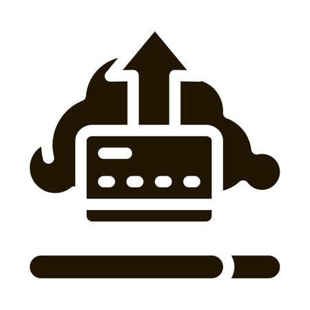 Write-Off Data Through Cloud Storage glyph icon vector. Write-Off Data Through Cloud Storage Sign. isolated symbol illustrationのイラスト素材