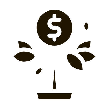 Money Tree Pot glyph icon vector. Money Tree Pot Sign. isolated symbol illustrationのイラスト素材