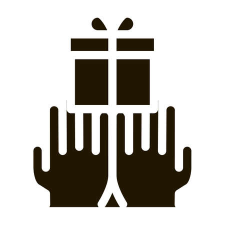 Hands Giving Gift glyph icon vector. Hands Giving Gift Sign. isolated symbol illustrationのイラスト素材