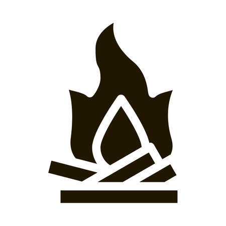 Camping Fire with Firewood glyph icon vector. Camping Fire with Firewood Sign. isolated symbol illustrationのイラスト素材