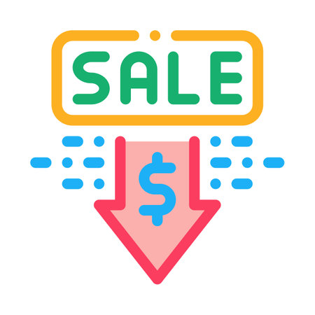 selling price discount color icon vector. selling price discount sign. isolated symbol illustrationのイラスト素材