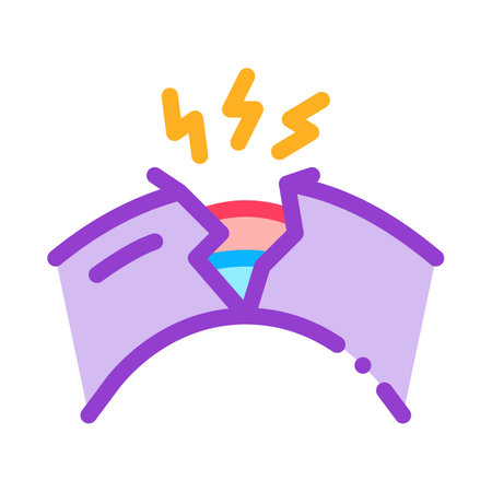 damaged optical fiber color icon vector. damaged optical fiber sign. isolated symbol illustrationのイラスト素材