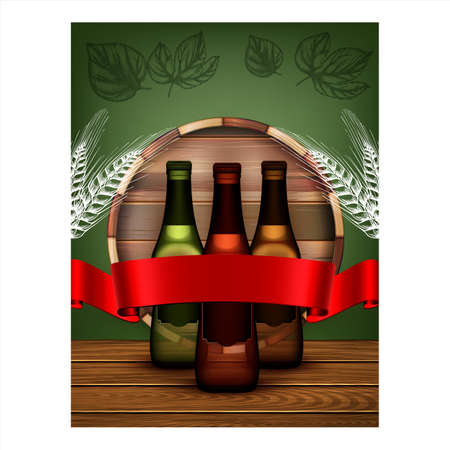 Beer Alcoholic Beverage Promotional Banner Vector Illustrationのイラスト素材