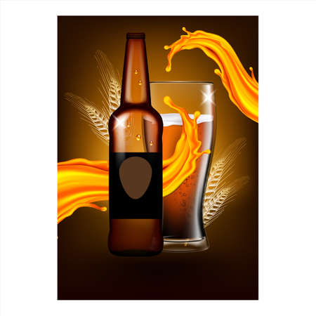 Beer Dark Alcohol Beverage Promo Poster Vector Illustrationのイラスト素材