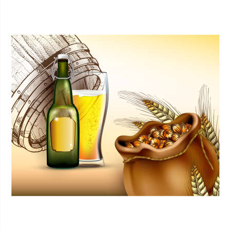 Beer Alcoholic Drink Promotional Poster Vector Illustrationのイラスト素材