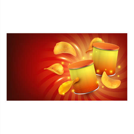 Potato Chips Creative Promotional Banner Vector Illustrationのイラスト素材