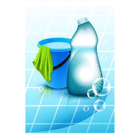 Floor Cleaner Liquid Creative Promo Poster Vector Illustrationのイラスト素材