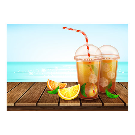 Lemon Iced Tea Creative Promotional Poster Vectorのイラスト素材