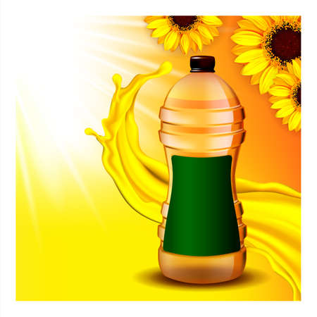 Sunflower Refined Oil Promotional Banner Vector Illustrationのイラスト素材