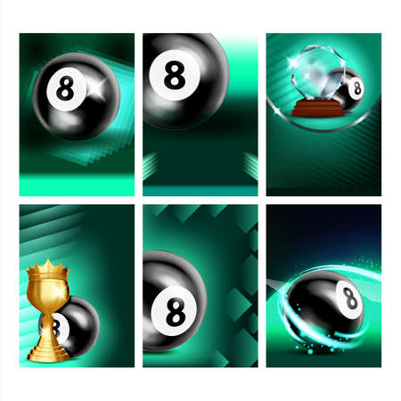 Billiard Sportive Promo Leaflet Posters Set Vectorのイラスト素材