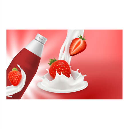Yogurt Drink Creative Promotional Poster Vector Illustrationのイラスト素材