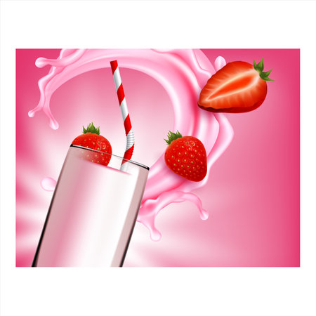 Milk Cocktail Creative Promotional Poster Vector Illustrationのイラスト素材
