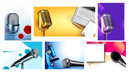 Conference Creative Advertising Posters Set Vector Illustrationのイラスト素材