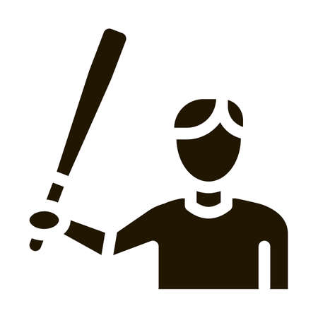 Baseball Player Icon Vector Glyph Illustrationのイラスト素材