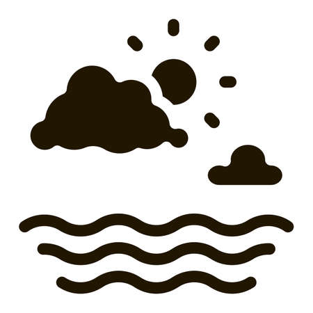 Cloudy Weather on Sea Icon Vector Glyph Illustrationのイラスト素材
