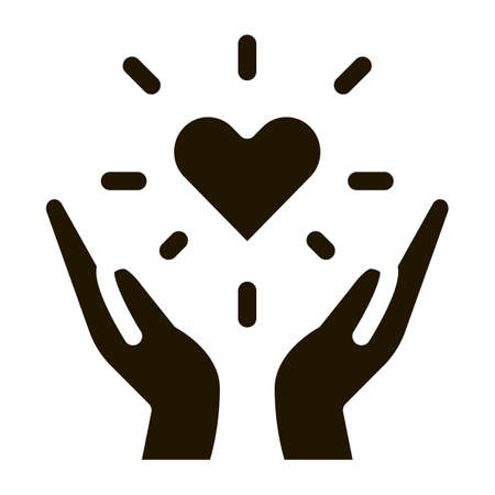 Hand Hold Heart Icon Vector Glyph Illustrationのイラスト素材