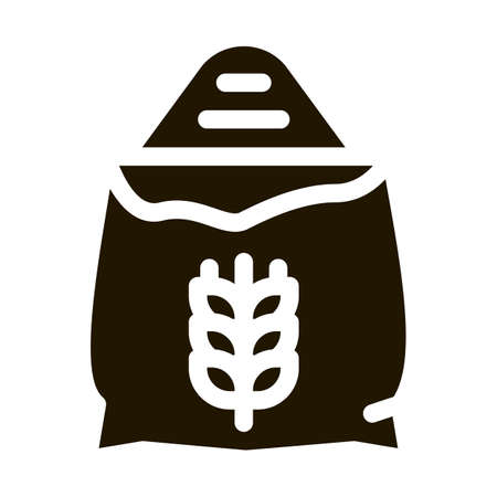Bag Of Natural Wheat Flour Icon Vectorのイラスト素材