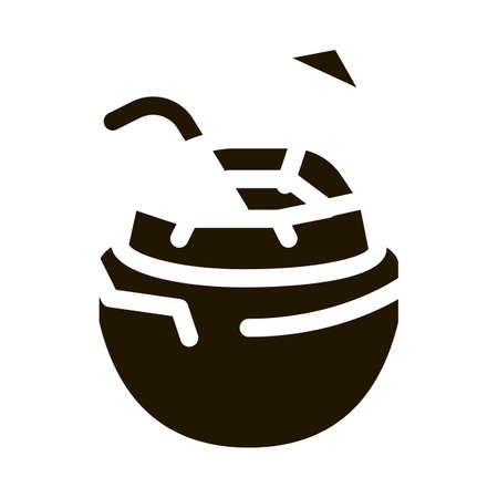 Coconut Tropical Cocktail Icon Vectorのイラスト素材