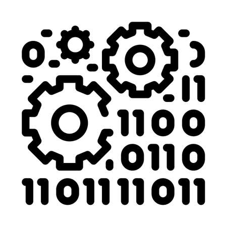 programming and coding process of machine learning line icon vector. programming and coding process of machine learning sign. isolated contour symbol black illustrationのイラスト素材