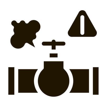 gas pipe break glyph icon vector. gas pipe break sign. isolated symbol illustrationのイラスト素材