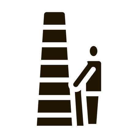 human with ladder glyph icon vector. human with ladder sign. isolated symbol illustrationのイラスト素材