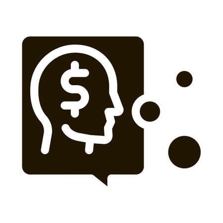 human think about money glyph icon vector. human think about money sign. isolated symbol illustrationのイラスト素材
