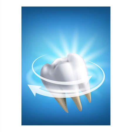 Dental Clinic Creative Promotional Banner Vector. Teeth Whitening Treatment Dental Clinic Service Advertising Poster. Oral Medical Care Beauty Procedure Style Concept Template Illustrationのイラスト素材