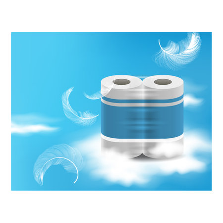 Paper Towels Creative Promotional Banner Vector. Soft Paper Towels Rolls Blank Package Advertising Poster. Kitchen Hygiene Accessory For Clean And Dry Style Concept Template Illustrationのイラスト素材