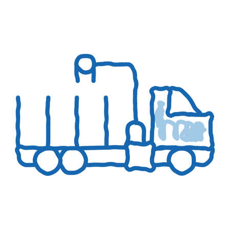 Cargo Water Trailer Vehicle sketch icon vector. Hand drawn blue doodle line art isolated symbol illustrationのイラスト素材