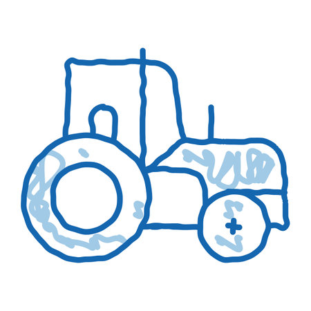 Farmland Tractor Vehicle sketch icon vector. Hand drawn blue doodle line art isolated symbol illustrationのイラスト素材
