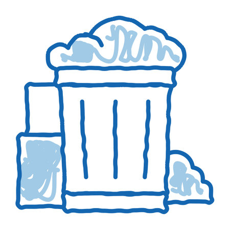 Container With Rubbish Trash sketch icon vector. Hand drawn blue doodle line art isolated symbol illustrationのイラスト素材