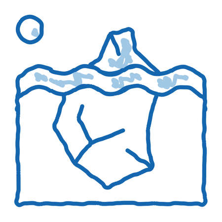 Iceberg In Ocean Global Warm sketch icon vector. Hand drawn blue doodle line art isolated symbol illustrationのイラスト素材
