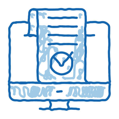 Computer Internet Payment sketch icon vector. Hand drawn blue doodle line art isolated symbol illustrationのイラスト素材