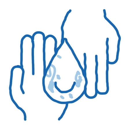 Hands And Drop Moisturizer sketch icon vector. Hand drawn blue doodle line art isolated symbol illustrationのイラスト素材