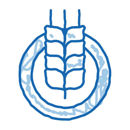 Wheatear In Round Frame sketch icon vector. Hand drawn blue doodle line art isolated symbol illustrationのイラスト素材