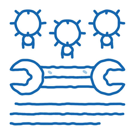 Bug Beetle Coding System sketch icon vector. Hand drawn blue doodle line art isolated symbol illustrationのイラスト素材