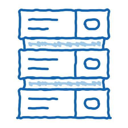 Computer Equipment Server sketch icon vector. Hand drawn blue doodle line art isolated symbol illustrationのイラスト素材