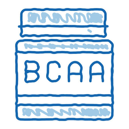 Bcaa Bottle Sport Nutrition sketch icon vector. Hand drawn blue doodle line art isolated symbol illustrationのイラスト素材