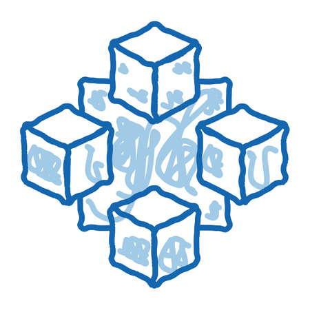 Blockchain Artificial Intelligence sketch icon vector. Hand drawn blue doodle line art isolated symbol illustrationのイラスト素材
