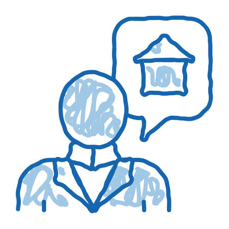 Character Man Thinking Dream Buy House sketch icon vector. Hand drawn blue doodle line art isolated symbol illustrationのイラスト素材