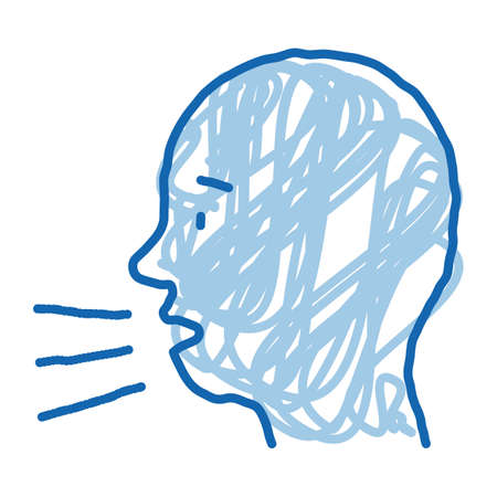 Character Man Sneezing Coughing sketch icon vector. Hand drawn blue doodle line art isolated symbol illustrationのイラスト素材
