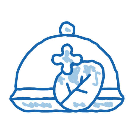 Restaurant Equipment Salver Dish sketch icon vector. Hand drawn blue doodle line art isolated symbol illustrationのイラスト素材