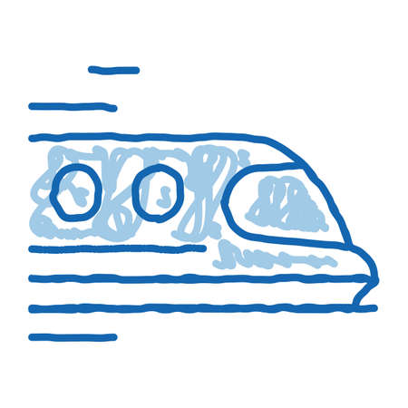 Public Transport Train sketch icon vector. Hand drawn blue doodle line art isolated symbol illustrationのイラスト素材