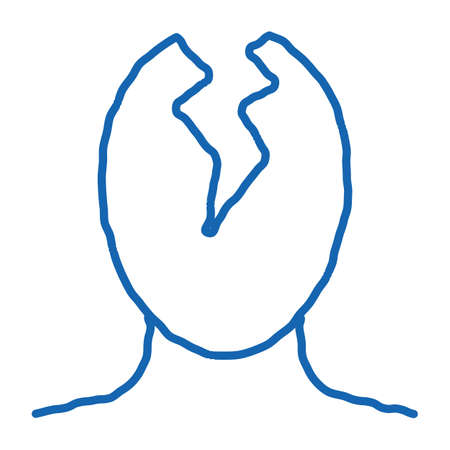 Head Split Pain Man Silhouette Headache sketch icon vector. Hand drawn blue doodle line art isolated symbol illustrationのイラスト素材