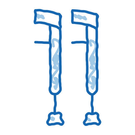 Orthopedic Crutch Medical Equipment sketch icon vector. Hand drawn blue doodle line art isolated symbol illustrationのイラスト素材